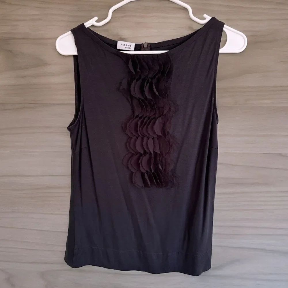 Akris Punto Black Modal Fringe Tank top S